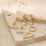 14K Gold Plated Hoop & Stud Earrings Set