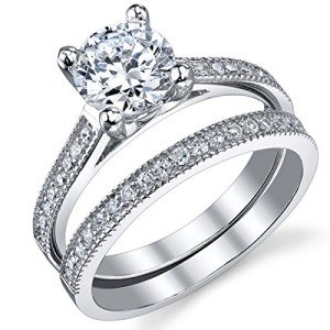 1.25 Carat Round Cubic Zirconia Silver Engagement Ring