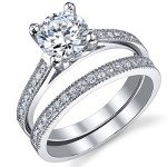 1.25 Carat Round Cubic Zirconia Silver Engagement Ring
