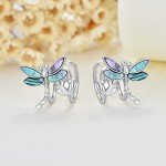 Sterling Silver Dragonfly Ear Cuffs with Abalone