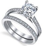 1.25 Carat Round Cubic Zirconia Silver Engagement Ring