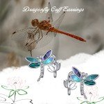 Sterling Silver Dragonfly Ear Cuffs with Abalone