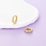 Trendy 14k Gold Plated Opal Hoop Earrings