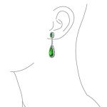 Emerald Green Teardrop Dangle Clip-On Earrings