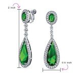 Emerald Green Teardrop Dangle Clip-On Earrings