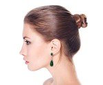 Emerald Green Teardrop Dangle Clip-On Earrings