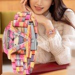 Colorful Wooden Triangle Watch for Women