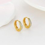 Trendy 14k Gold Plated Opal Hoop Earrings