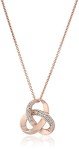 Pink Sterling Silver Diamond Knot Pendant Necklace