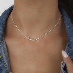 Dainty Sterling Silver Beaded Necklace for Women