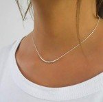 Dainty Sterling Silver Beaded Necklace for Women