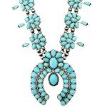 Bold Turquoise Western Squash Blossom Jewelry Set