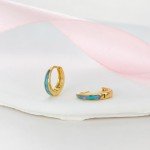 Trendy 14k Gold Plated Opal Hoop Earrings