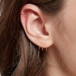 Gold Plated 925 Sterling Silver Mini Hoop Earrings Set