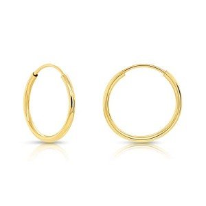 14k Yellow Gold Round Endless Hoop Earrings