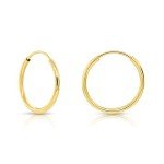 14k Yellow Gold Round Endless Hoop Earrings