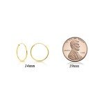 14k Yellow Gold Round Endless Hoop Earrings
