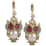 Betsey Johnson Owl Dangle Earrings