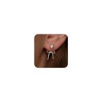 Trendy Silver Bow Pearl Earrings for Women