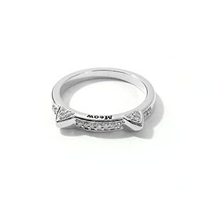 10k White Gold Cat Ears Diamond Accent Ring