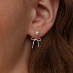 Trendy Silver Bow Pearl Earrings for Women
