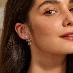 Trendy Silver Bow Pearl Earrings for Women