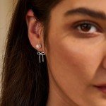 Trendy Silver Bow Pearl Earrings for Women