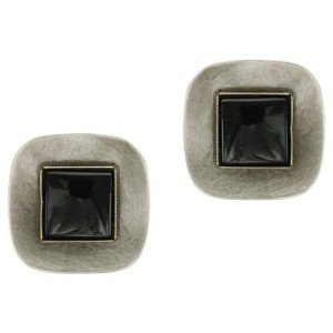 Antique Silver and Black Clip-On Earrings