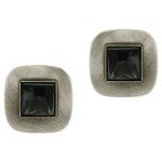 Antique Silver and Black Clip-On Earrings