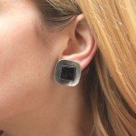 Antique Silver and Black Clip-On Earrings