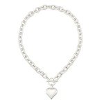 Vintage Silver Heart Toggle Choker Necklace