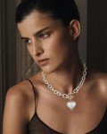 Vintage Silver Heart Toggle Choker Necklace