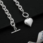 Vintage Silver Heart Toggle Choker Necklace
