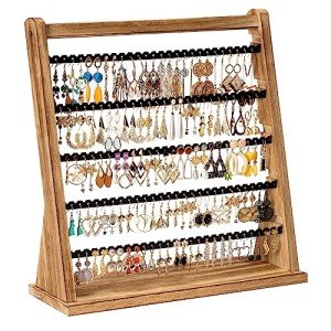 Rustic Wood Earring Holder Organizer with 270 Slots