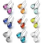 Trendy Sterling Silver Teardrop Crystal Earrings