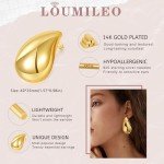 Large Chunky Gold Hoop Waterdrop Earrings for Women