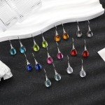Trendy Sterling Silver Teardrop Crystal Earrings