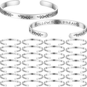 30 Pcs Inspirational Silver Cuff Bracelets Set