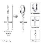 Sterling Silver Cross Huggie Hoop Earrings