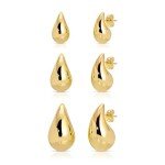 Gold Teardrop and Chunky Hoop Earrings Set