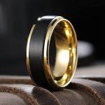 Men's 8mm Black Tungsten Gold Plated Wedding Band