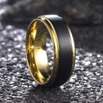 Men's 8mm Black Tungsten Gold Plated Wedding Band