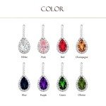 Vintage Drop Teardrop Halo CZ Dangle Earrings