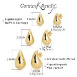 Gold Teardrop and Chunky Hoop Earrings Set