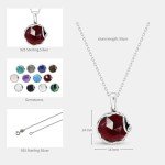 925 Sterling Silver Red Garnet Pendant Necklace