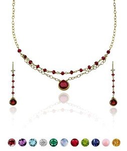 Dainty Heart Garnet Necklace and Earring Set