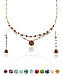 Dainty Heart Garnet Necklace and Earring Set