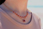 Dainty Heart Garnet Necklace and Earring Set