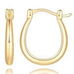 14K Gold U-Shaped Small Hoop Earrings for Women