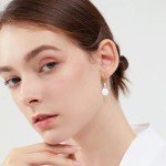 Trendy Sterling Silver Teardrop Crystal Earrings